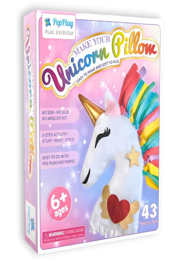 PepPlay DIY Unicorn Pillow Craft Kit - 43-Piece No Sew, No Glue Unicorn Pillow DIY Toy for Girls Ages 4-8, Unique Birthday Gift, Fun Hands-On Art Project - Image 1